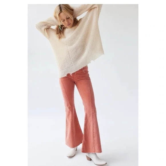 Urban Outfitters BDG Extreme Flare Corduroy Pants Women’s Sz 32 Tangerine Orange - Picture 2 of 16